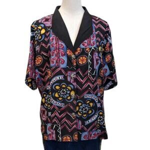 Vintage 80s Abstract Geometric Shirt 16 Annia’s Bold Oversized Button Up Top